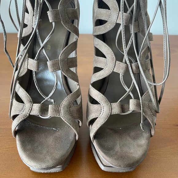 YSL Saint Laurent Suede Gladiator Heel Sandal - Picture 9 of 16